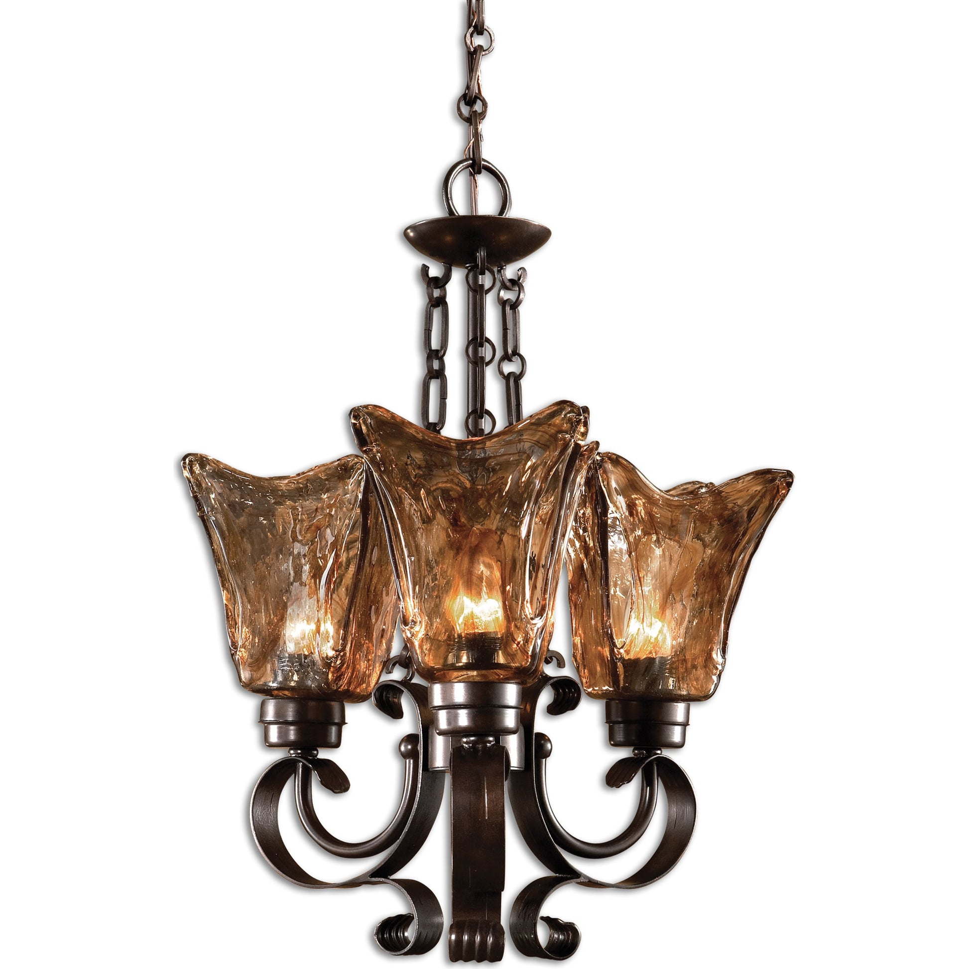 Vetraio Chandelier by Uttermost in bronze. Made from metal, brass, glass in a modern style.