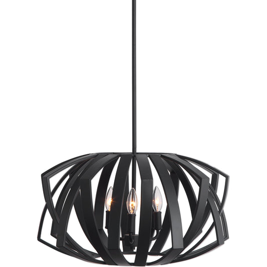 Thales Black Geometric Pendant by Uttermost in black. Made from steel in a modern style.