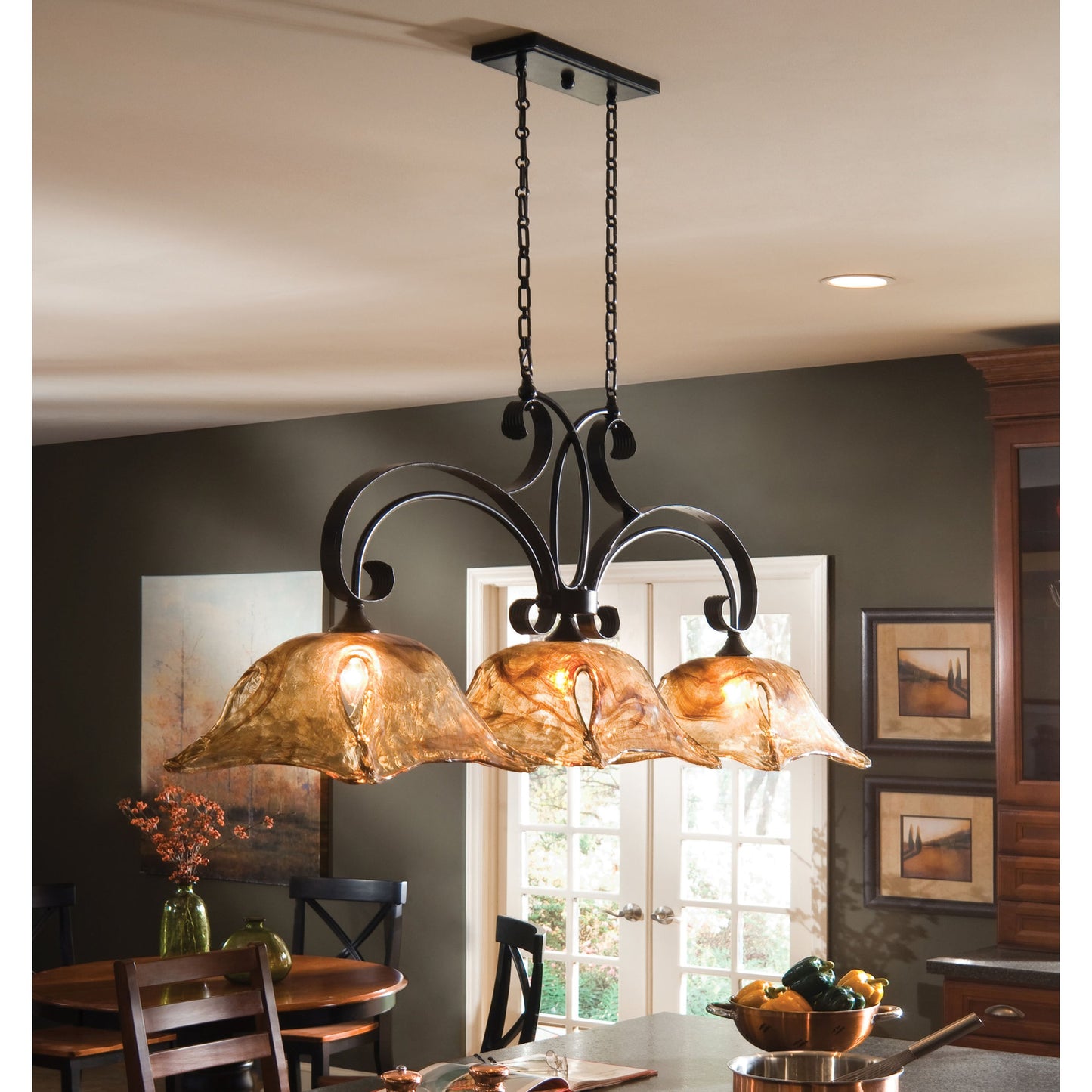 002 S-252616 | Additional Silo | Vetraio Kitchen Island Light by Uttermost in bronze. Made from brass, metal, glass in a rustic style.