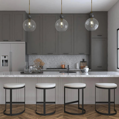 Mendota Pendant by Uttermost. Made from glass, iron, marble in a transitional style.