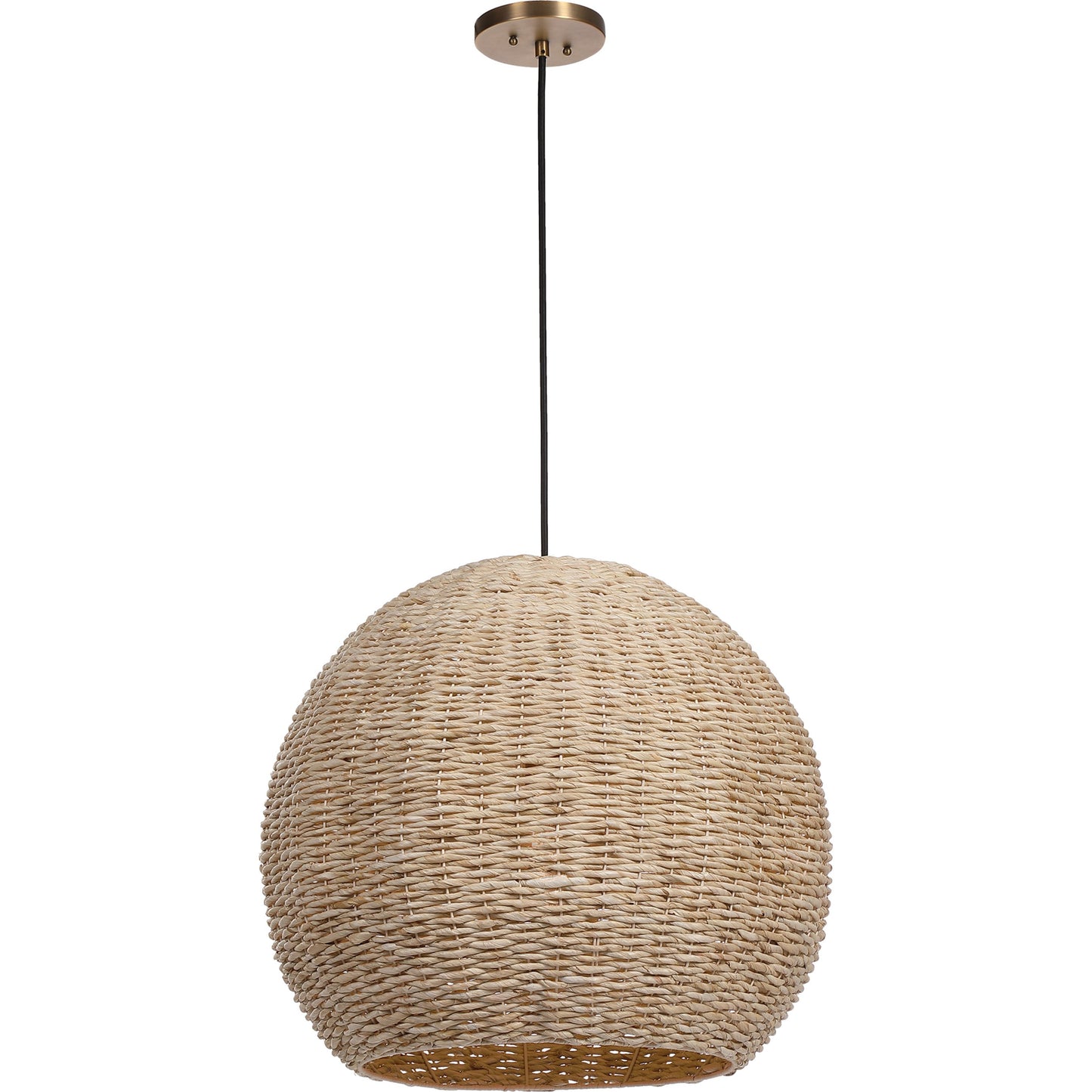 003 SR-860965 | Closeup | Seagrass Pendant by Uttermost. Made from corn rope, steel in a coastal style.