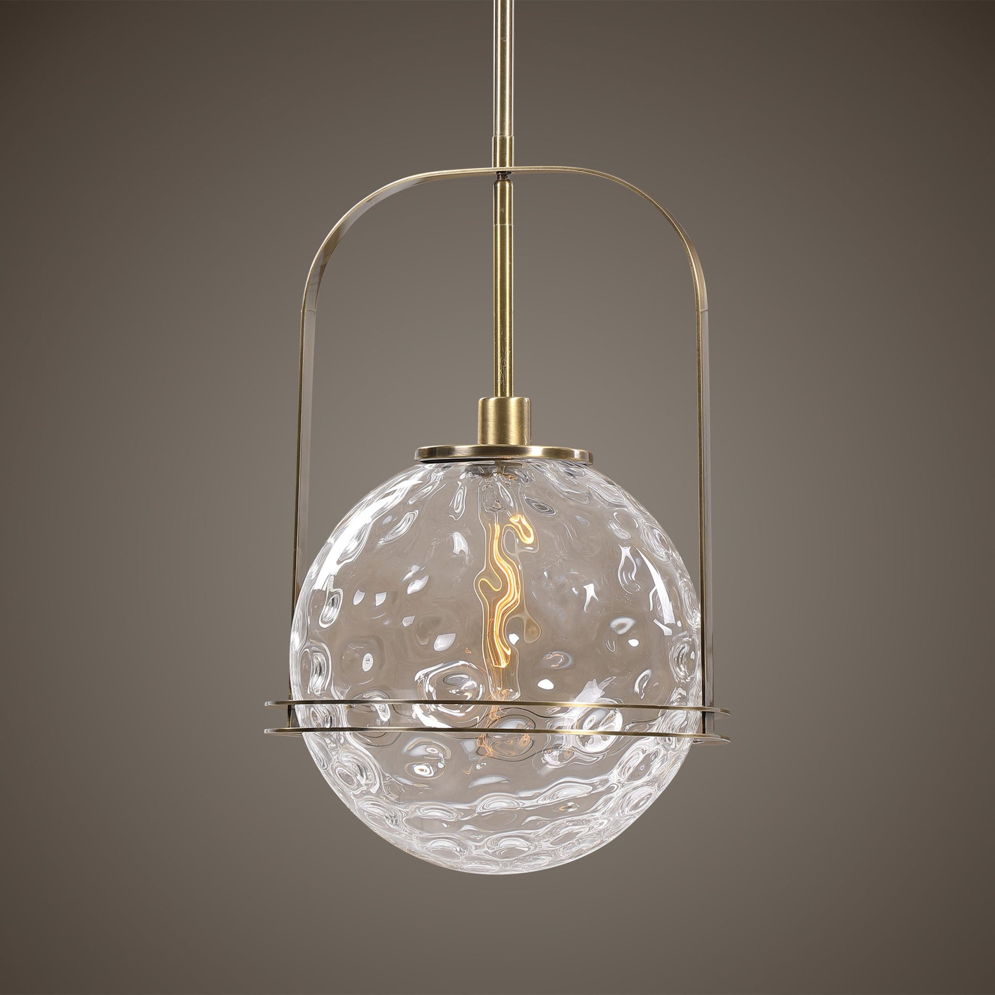 Mimas Pendant by Uttermost. Made from steel, glass in a transitional style.