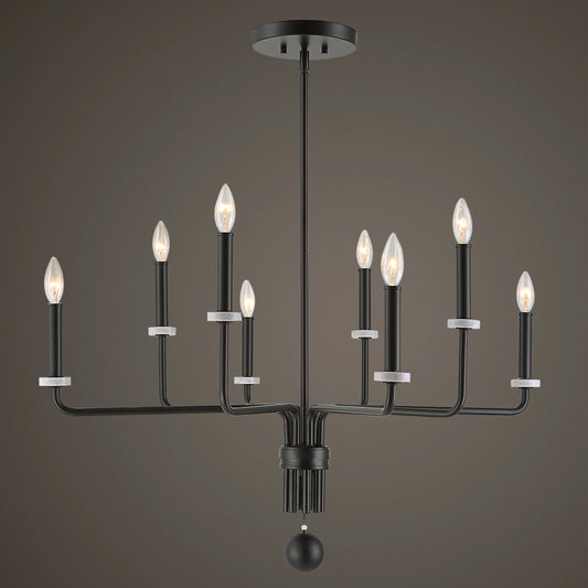 Ebony Elegance 8 Light Chandelier by Uttermost in black. Made from steel, marble in a transitional style.