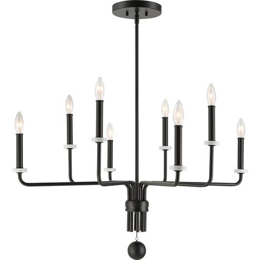 Ebony Elegance 8 Light Chandelier by Uttermost in black. Made from steel, marble in a transitional style.