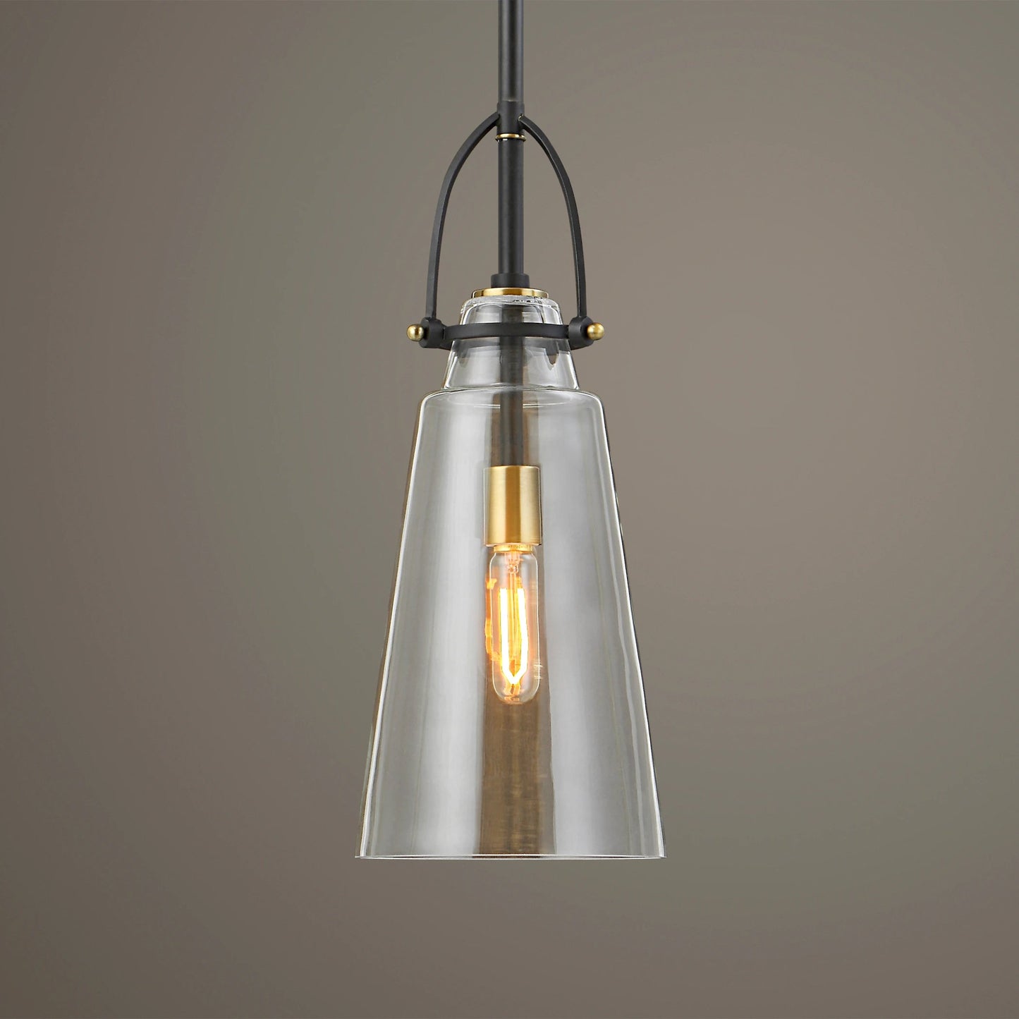 002 SI-1923649 | Lifestyle | Saugus Pendant by Uttermost in brass. Made from steel, glass in a modern style.
