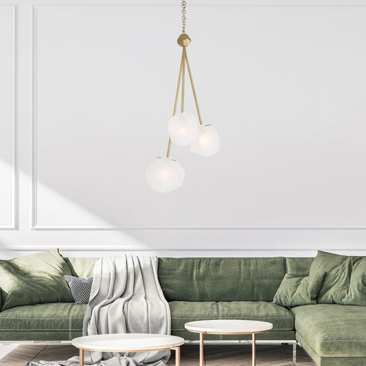 Geodesic 3 Light Pendant by Uttermost in brass. Made from steel, glass in a modern style.