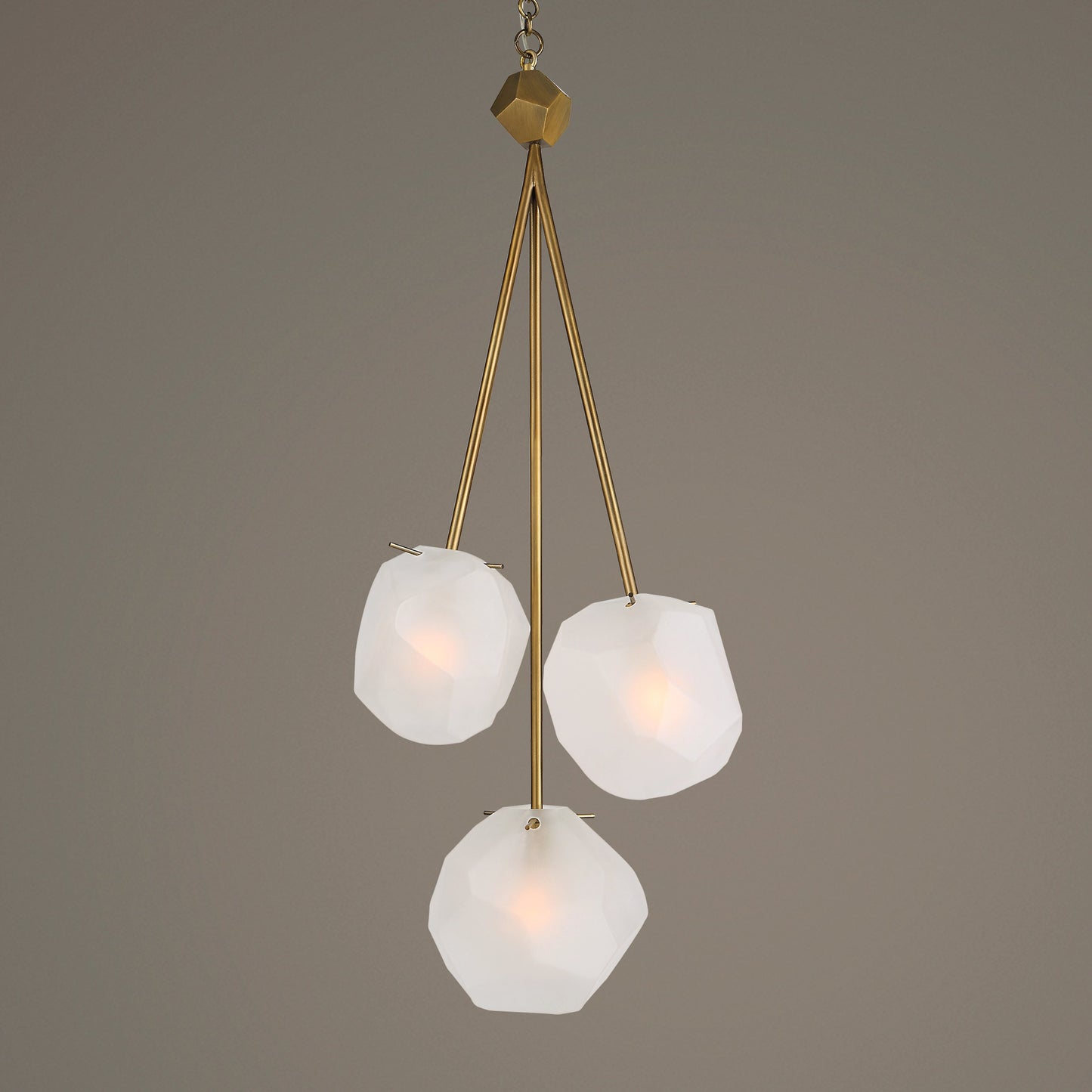 008 SI-1981272 | Lifestyle | Geodesic 3 Light Pendant by Uttermost in brass. Made from steel, glass in a modern style.