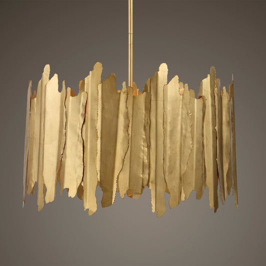 Gate 8 Light Pendant by Uttermost in gold leaf. Made from steel, glass in a modern style.