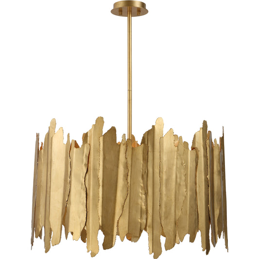 Gate 8 Light Pendant by Uttermost in gold leaf. Made from steel, glass in a modern style.