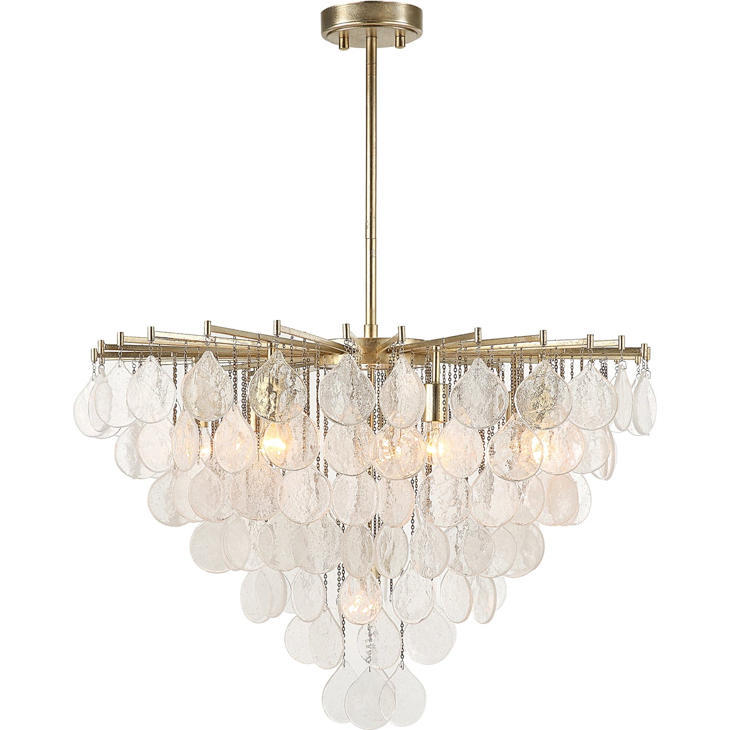 002 SI-1981276 | Primary Silo | Goccia 8 Light Pendant by Uttermost in antique silver leaf. Made from steel, glass in a modern style.