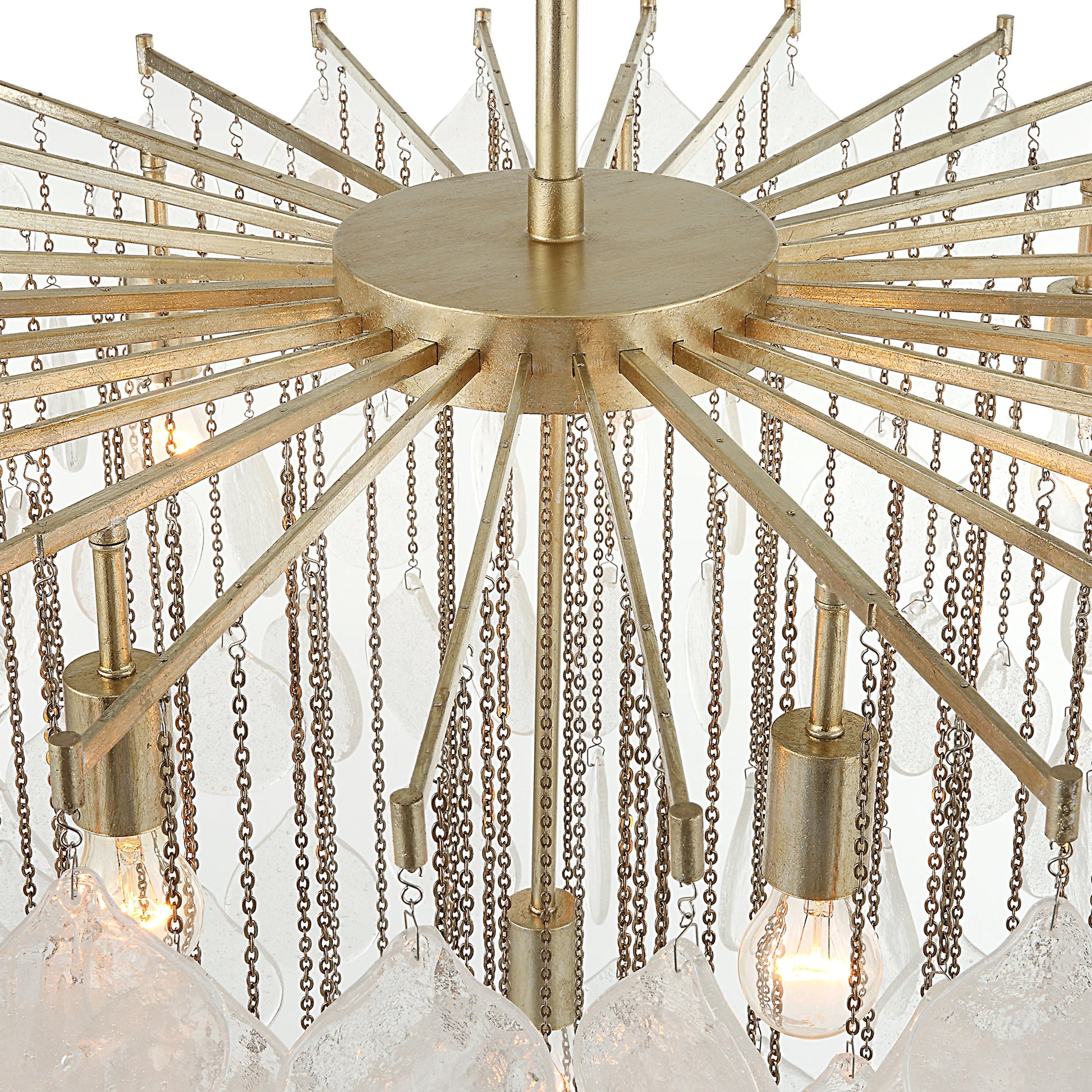 Goccia 8 Light Pendant by Uttermost in antique silver leaf. Made from steel, glass in a modern style.