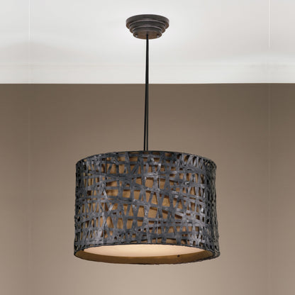 Alita Drum Pendant by Uttermost in black. Made from metal, fabric in a modern style.