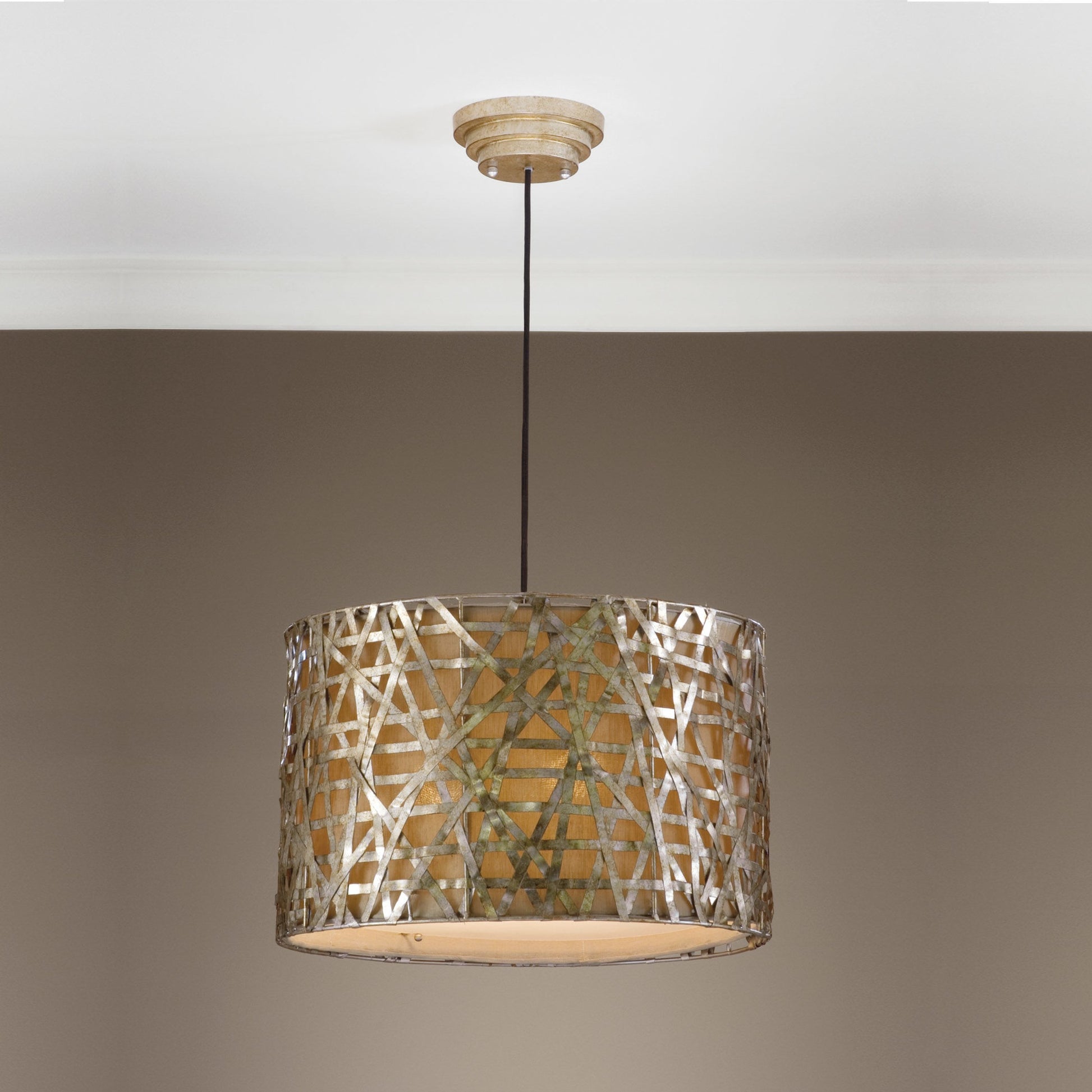 Alita Drum Pendant by Uttermost in black. Made from metal, fabric in a modern style.