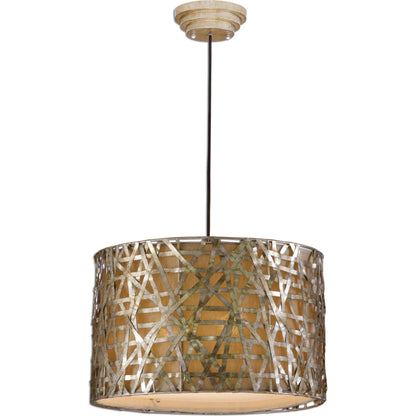 Alita Drum Pendant by Uttermost in black. Made from metal, fabric in a modern style.