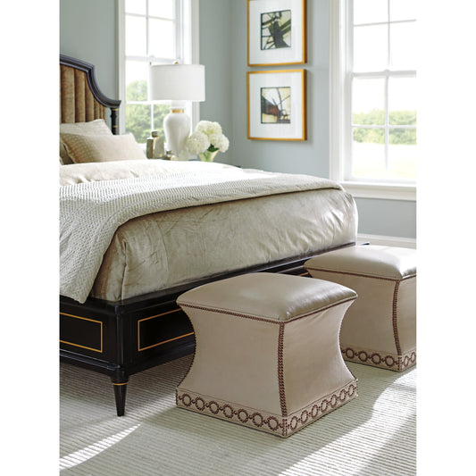 Merino Leather Ottoman by Lexington in champagne and leather. Made from unique in a transitional style.