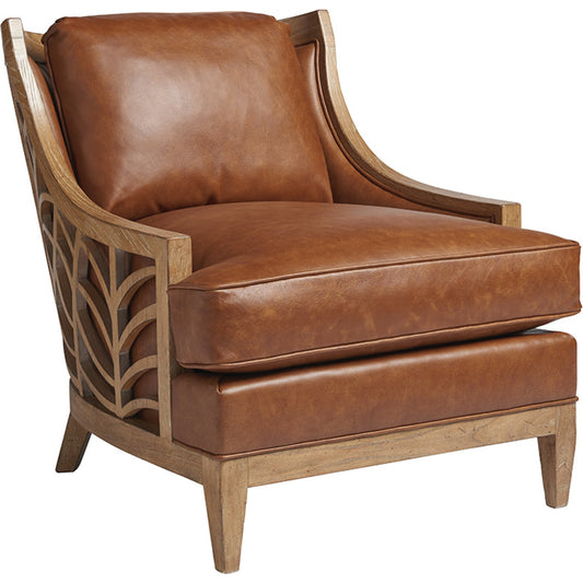 Marion Leather Chair by Tommy Bahama Home in brown, newcastle. Made from unique in a transitional style.