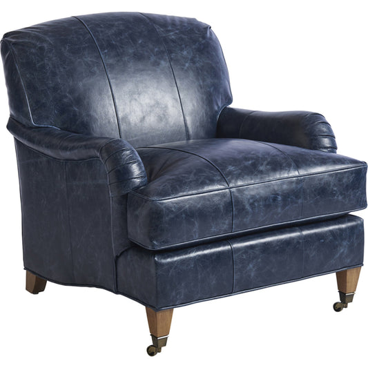 Sydney Leather Chair with Brass Caster by Lexington in blue and leather. Made from unique in a transitional style.