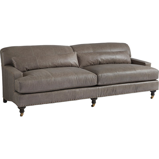 Oxford Leather Sofa by Lexington in brown. Made from unique in a transitional style.