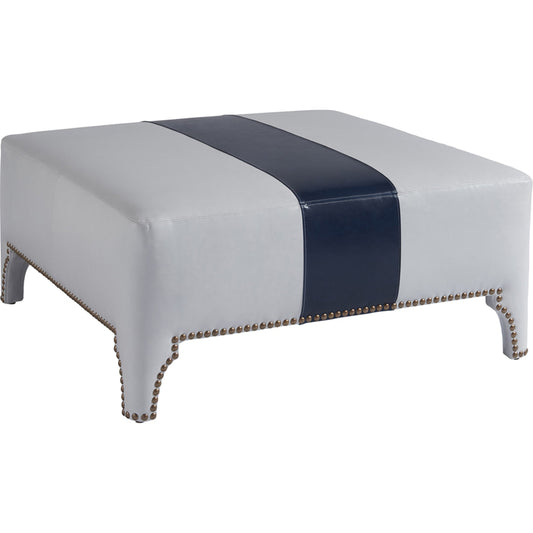 Sheffield Leather Cocktail Ottoman by Lexington in gray and leather. Made from unique in a transitional style.