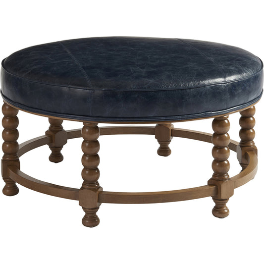 Naples Leather Cocktail Ottoman by Lexington in navy. Made from unique in a eclectic & global style.