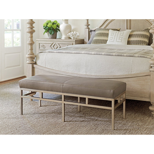 Lucca Leather Metal Bench by Lexington. Made from unique in a transitional style.