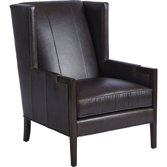 Stratton Leather Wing Chair by Lexington in brown. Made from unique in a transitional style.