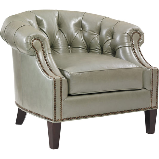001 SR-835463 | Additional Silo | Kendrick Leather Chair by Lexington in sage gray. Made from unique in a transitional style.