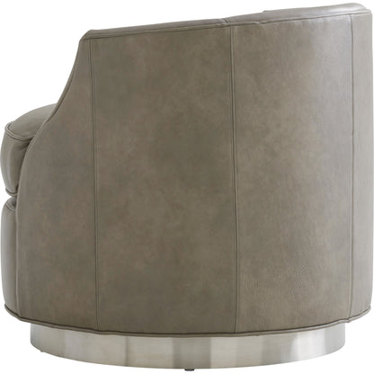 Piper Leather Swivel Chair by Lexington in gray and leather. Made from unique in a modern style.