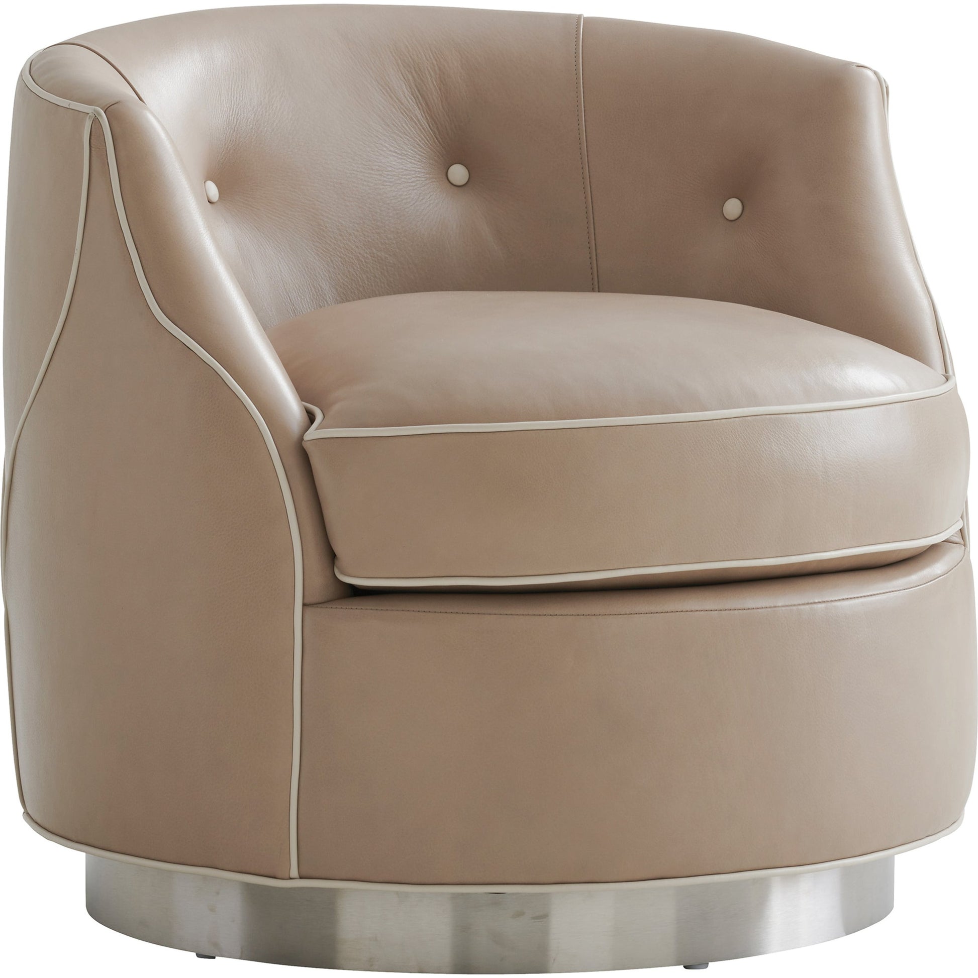 Roberston Leather Swivel Chair by Lexington in taupe. Made from unique in a modern style.