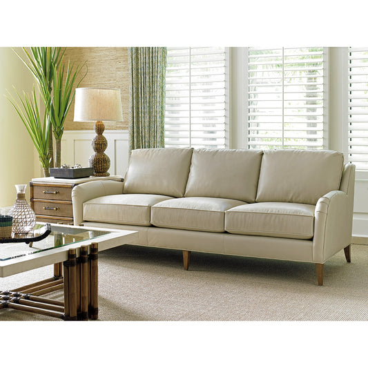 Coconut Grove Leather Sofa by Tommy Bahama Home in sailcloth. Made from unique in a transitional style.