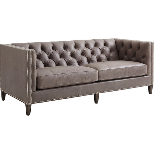 Camille Leather Sofa by Lexington in gray. Made from unique in a transitional style.