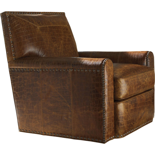 001 SR-836488 | Additional Silo | Stirling Park Leather Swivel Chair by Tommy Bahama Home in brown. Made from unique in a rustic style.
