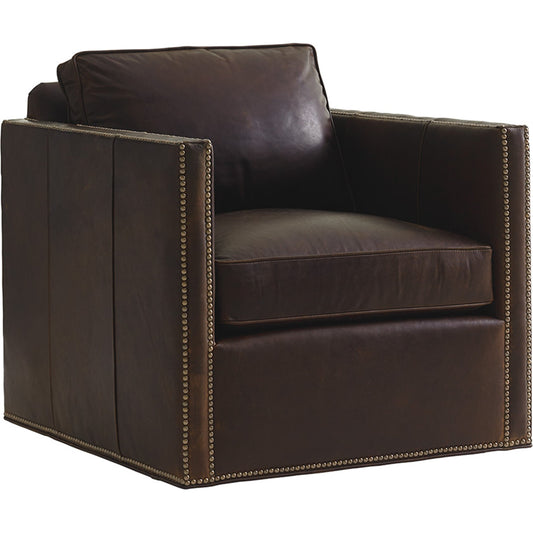 Hinsdale Leather Swivel Chair by Lexington in mocha. Made from unique in a transitional style.