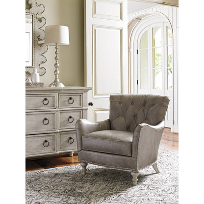 Wescott Leather Chair by Lexington in olive and leather. Made from unique in a transitional style.