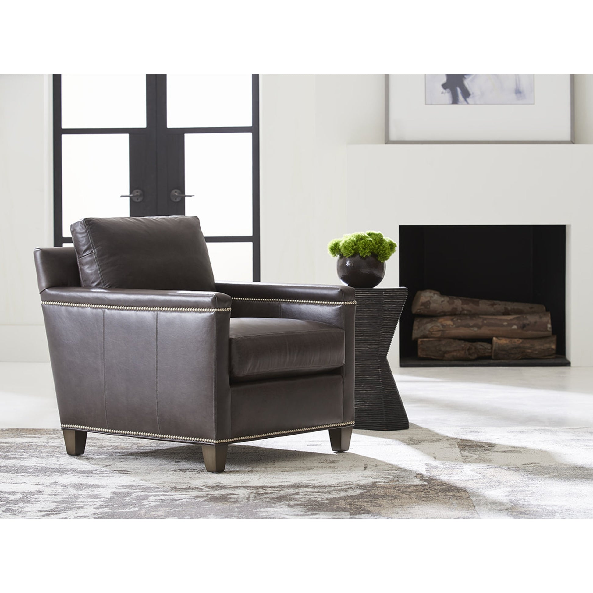 Strada Leather Chair by Lexington in brown. Made from unique in a transitional style.