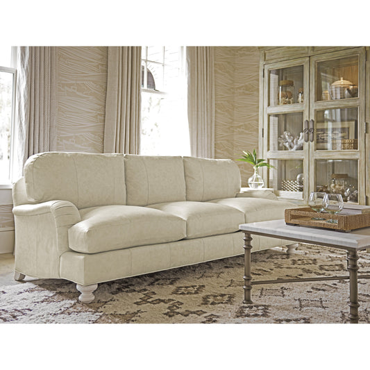 Gilmore Leather Arm Sofa by Tommy Bahama Home in seashell. Made from unique in a transitional style.