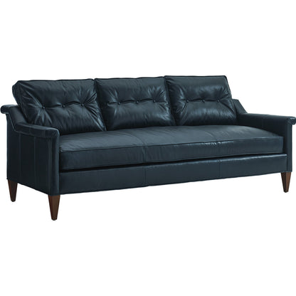 Whitehall Leather Sofa by Lexington in deep blue and white. Made from unique in a transitional style.