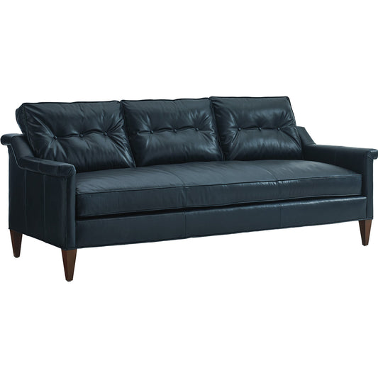 Whitehall Leather Sofa by Lexington in deep blue and white. Made from unique in a transitional style.
