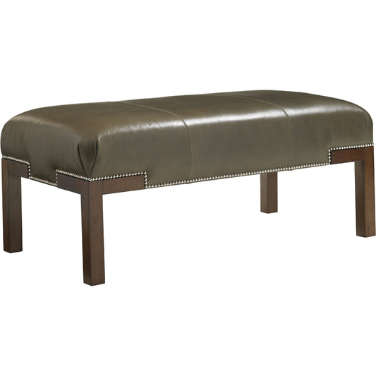 Norfolk Leather Cocktail Ottoman by Lexington in olive and leather. Made from unique in a transitional style.