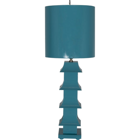 Tole Pagoda Lamp by Worlds Away. Made from metal in a coastal style.