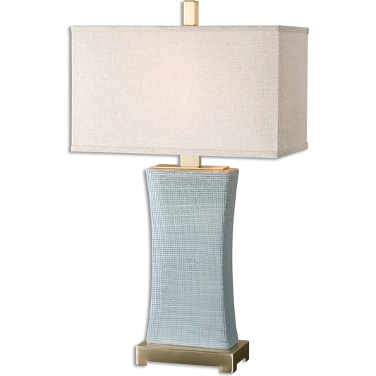 Cantarana Table Lamp by Uttermost in gray. Made from ceramic, metal, fabric in a modern style.