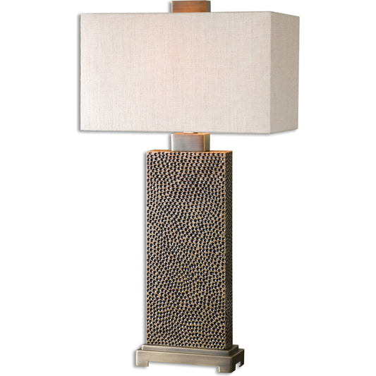 Canfield Table Lamp by Uttermost in bronze. Made from metal, resin, fabric in a modern style.