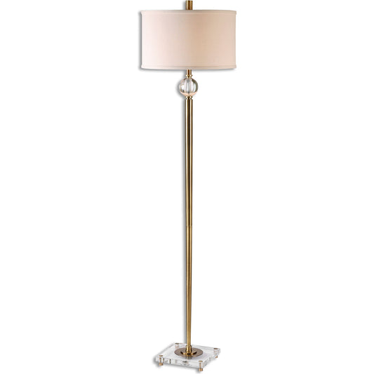 Mesita Brass Floor Lamp by Uttermost. Made from metal, crystal, fabric in a modern style.