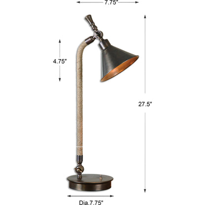 Duvall Task Lamp by Uttermost. Made from metal, fabric in a modern style.
