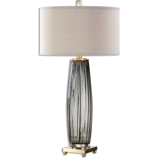 Vilminore Table Lamp by Uttermost in gray. Made from metal, glass in a modern style.