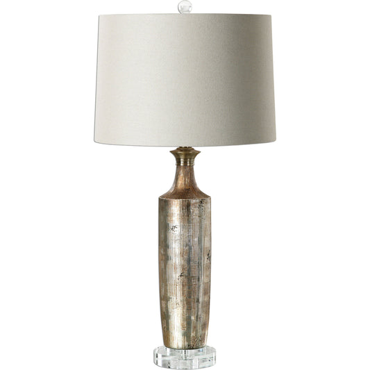 Valdieri Lamp by Uttermost in bronze. Made from crystal, metal, ceramic, fabric in a modern style.