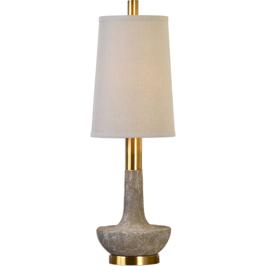 Volongo Stone Ivory Buffet Lamp by Uttermost. Made from resin, steel, cotton in a modern style.