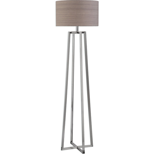 Keokee Floor Lamp by Uttermost in nickel. Made from steel in a modern style.