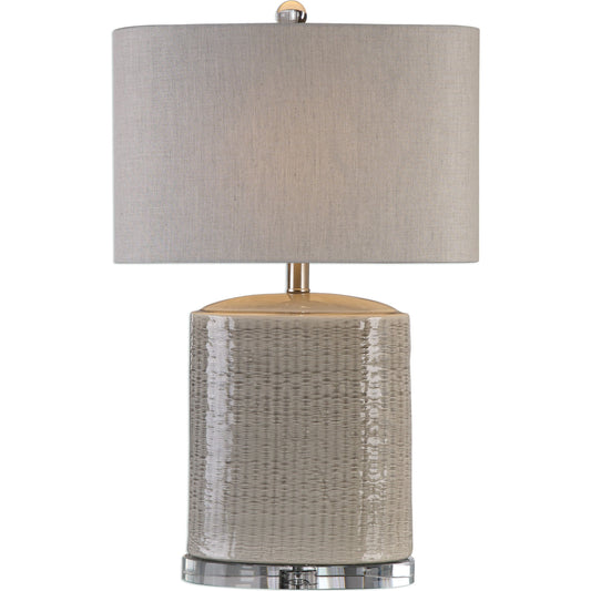 Modica Taupe Ceramic Lamp by Uttermost. Made from high temperature ceramic, crystal in a modern style.