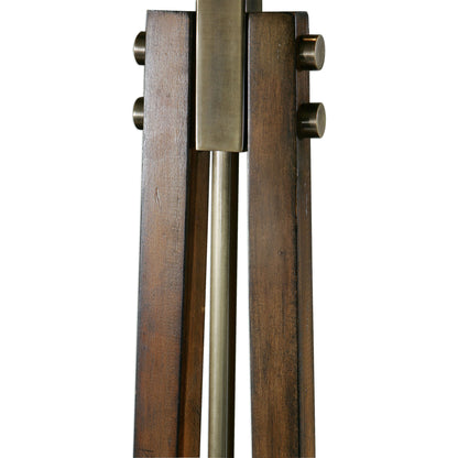 Boydton Burnished Wood Floor Lamp by Uttermost. Made from iron, linen, rubber wood in a modern style.